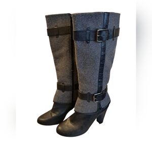 Eurosoft Black and Gray Heeled Boots for Women